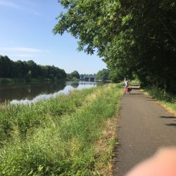 Am Morgen auf dem Radweg. Nur wir und die Elbe